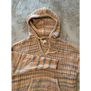 Aerie Sweater Womens Small Multicolor Hooded Pullover Wool Blend Knit‎ Cozy Soft